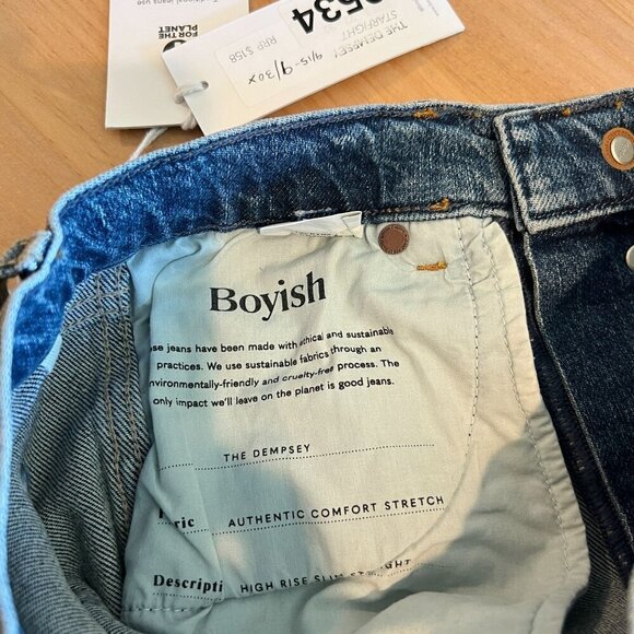 Boyish The DEMPSEY High Rise Slim Straight Stretch Jean Sz 26 in STARFIGHT - Picture 7 of 11